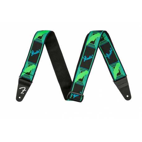 FENDER STRAP NEON MONOGRAMMED GREEN BLUE