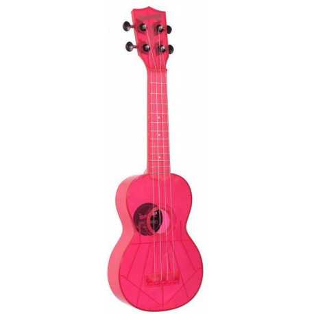 KALA WATERMAN FLUORESCENT PINK SOPRANO UKULELE