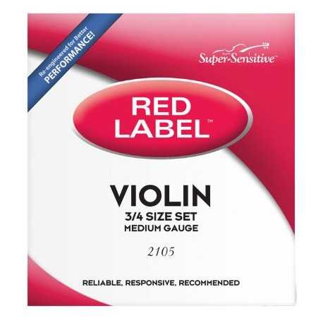 D'ADDARIO Super Sensitive 2105 Red Label Violin String Set - 3/4 Size