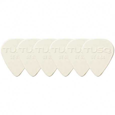 Graph Tech PQP-0068-W6 TUSQ Standard Pick .68mm White (Bright) 6 Pack