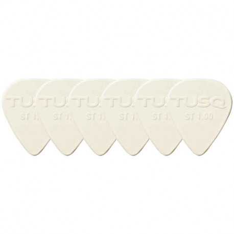 Graph Tech PQP-0100-W6 TUSQ Standard Pick 1mm White (Bright) 6 Pack
