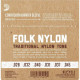 D'ADDARIO EJ32 FOLK NYLON Ball End Silver Wound / Black Treble