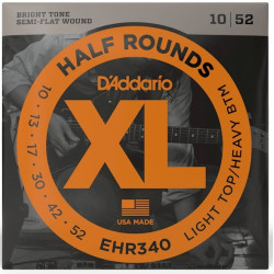 D'ADDARIO EHR340 XL HALF ROUNDS LIGHT TOP/ HEAVY BOTTOM (10-52)
