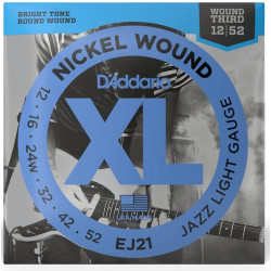 D'ADDARIO EJ21 XL NICKEL WOUND JAZZ LIGHT (12-52)