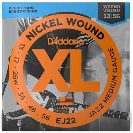 D'ADDARIO EJ22 XL NICKEL WOUND JAZZ MEDIUM (13-56)