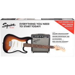SQUIER by FENDER STRATOCASTER PACK LR BROWN SUNBURST GIG BAG 10G - 230V EU