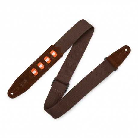 LEVY'S MC2PH-BRN 2″ Brown Cotton Pick Holder Guitar strap