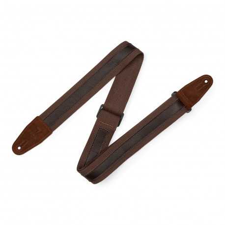 LEVY'S MC2CG-BRN-DBR Cotton Combo Guitar Strap – Brown Cotton with Dark Brown Leather Strip
