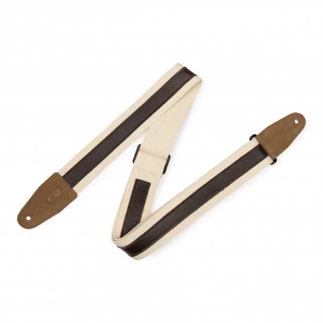 LEVY'S MC2CG-NAT-DBR Cotton Combo Guitar Strap – Natural Cotton with Dark Brown Leather Strip