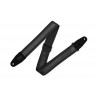 LEVY'S MC2CG-BLK-BLK Cotton Combo Guitar Strap – Black Cotton with Black Leather Strip