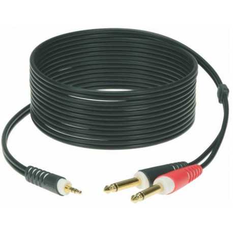 KLOTZ AY5 Y-CABLE STEREO MINI JACK - 2xJACK MONO BLACK 3 M