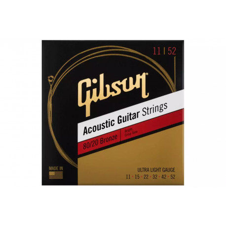 GIBSON SAG-BRW11 80/20 BRONZE ACOUSTIC GUITAR STRING ULTRA-LIGHT
