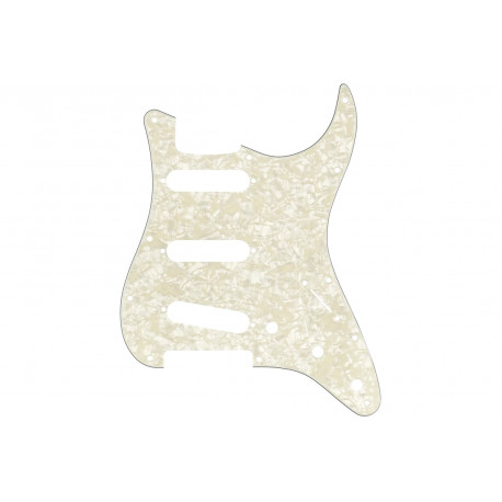 FENDER 11-HOLE MODERN-STYLE STRATOCASTER S/S/S PICKGUARDS AGED WHITE MOTO