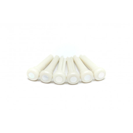 GRAPH TECH PP-1044-00 TUSQ Bridge Pins 4mm White / Mother-of-Pearl Dot (6 Pcs)