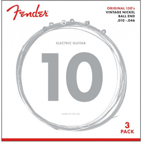 FENDER ORIGINAL 150'S 010-.046 PURE NICKEL GUITAR STRINGS - 3 PACK