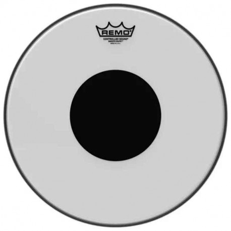 ﻿REMO Smooth White Controlled Sound Top Black Dot 10"