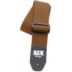 SIT STRINGS 2″ GUITAR STRAP BROWN