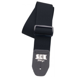 SIT STRINGS 2″ GUITAR STRAP BLACK