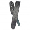D`ADDARIO PW25LE00 Embossed Leather Guitar Strap, Black