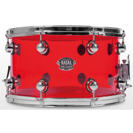 NATAL DRUMS ARCADIA ACRYLIC SNARE DRUM TRANSPARENT RED