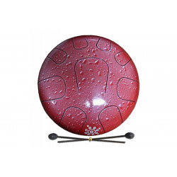 PALM PERCUSSION METAL TONGUE DRUM 9 LEAFS RED SPLASH