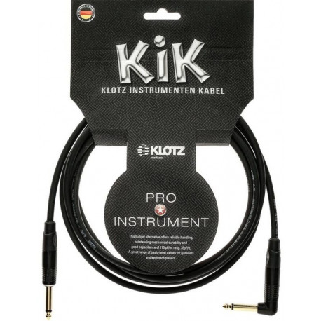 KLOTZ KIK INSTRUMENT CABLE BLACK ANGLED 3 M GOLD
