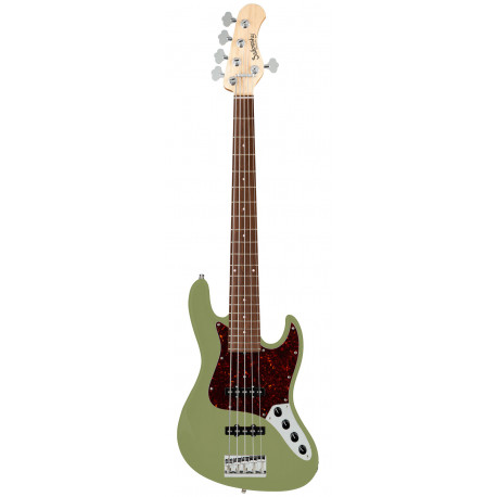 SADOWSKY MetroLine 21-Fret Vintage J/J Bass, Alder, 5-String (Solid Sage Green Metallic Satin)