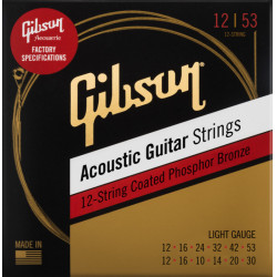 GIBSON SAG-PB12L PHOSPHOR BRONZE ACOUSTIC GUITAR STRINGS 12-STRING 12-53/12-30