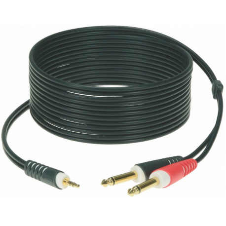 KLOTZ AY5 Y-CABLE STEREO MINI JACK - 2xJACK MONO BLACK 6 M
